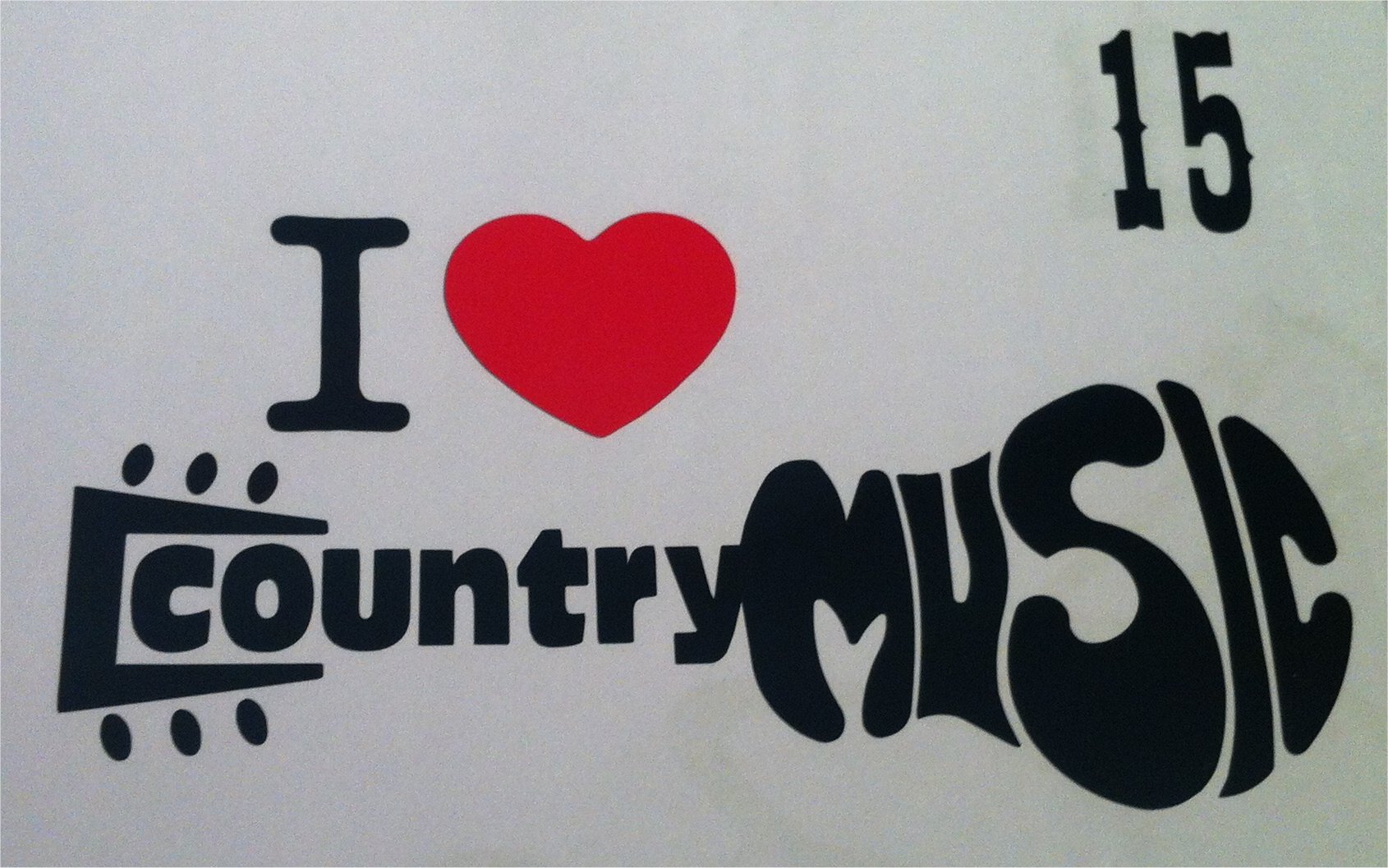 I LOVE Country Music guitare 17x9cm